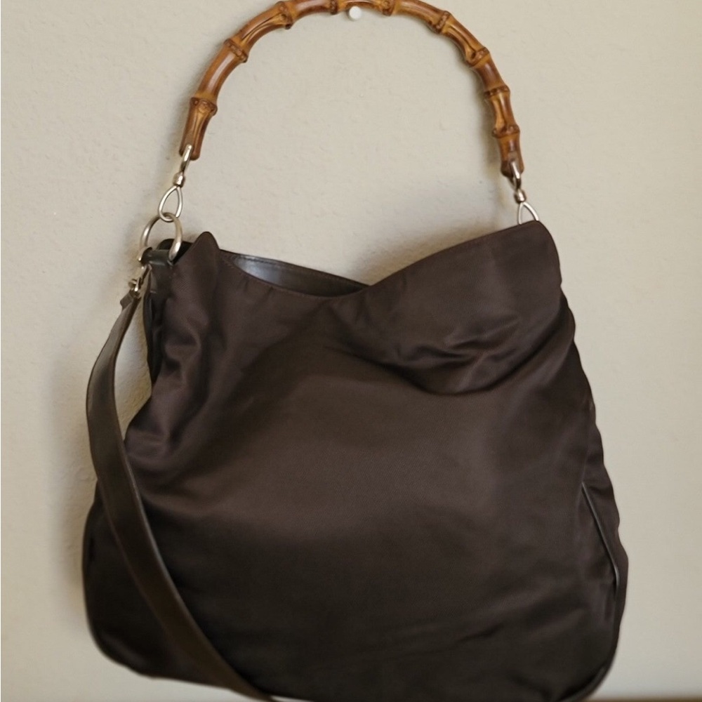 Gucci Dark Brown Shoulder Bag with Bamboo Handle
